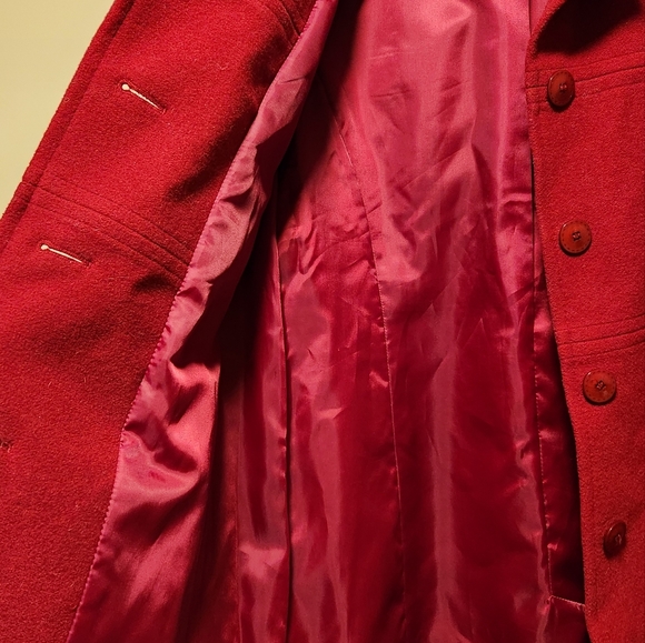 Red Burgundy Wool Coat - Picture 2 of 12